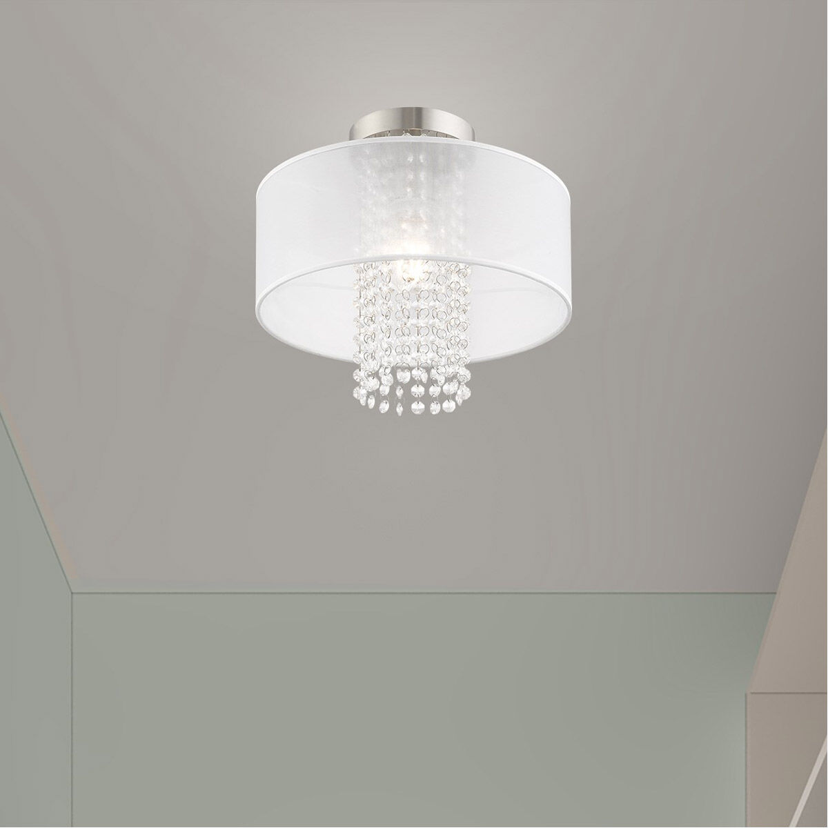 Bella Vista 1 Light 13 inch Brushed Nickel Semi-Flush Mount Ceiling Light