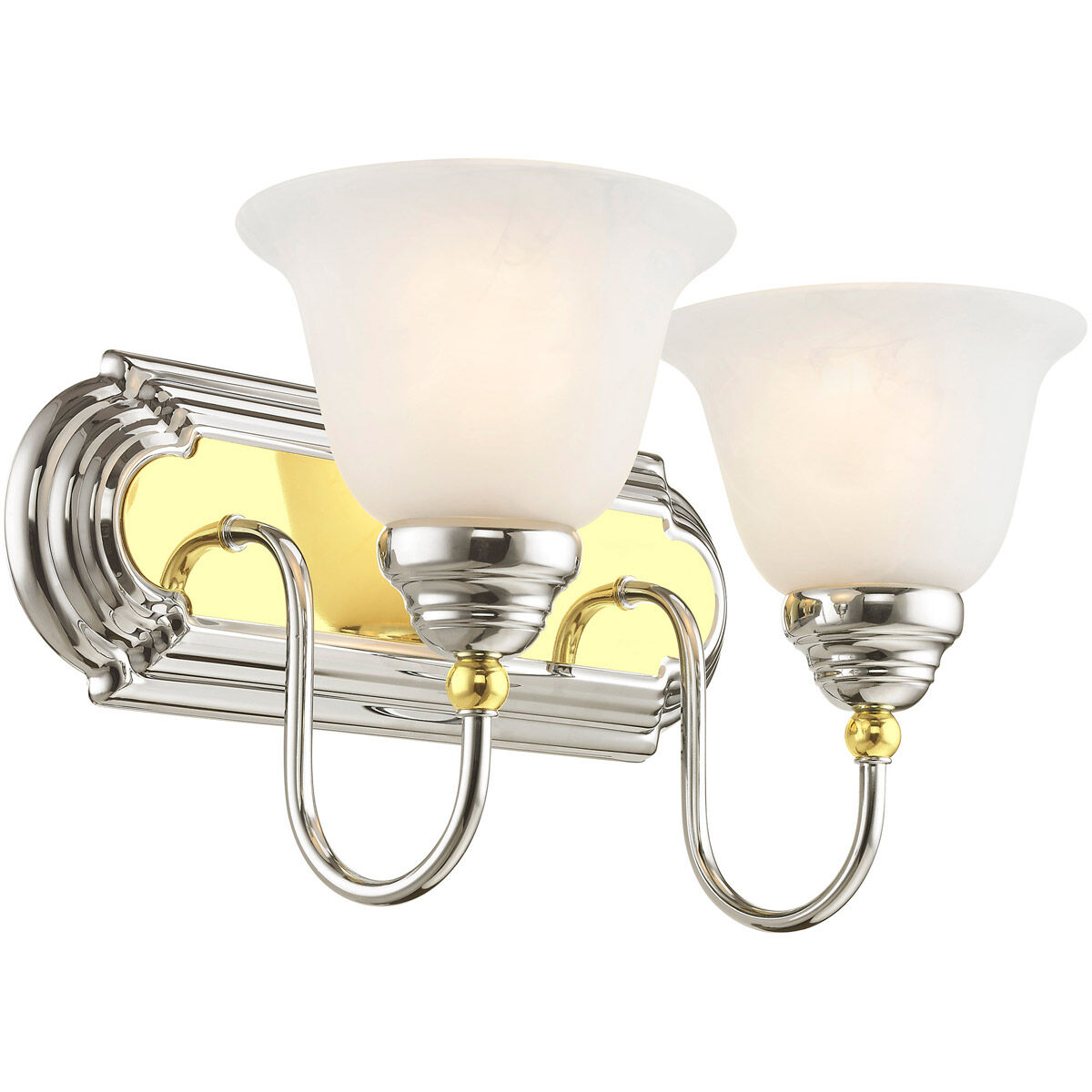 Belmont 2 Light 14 inch Polished Chrome & Polished Brass Bath Vanity Wall Light