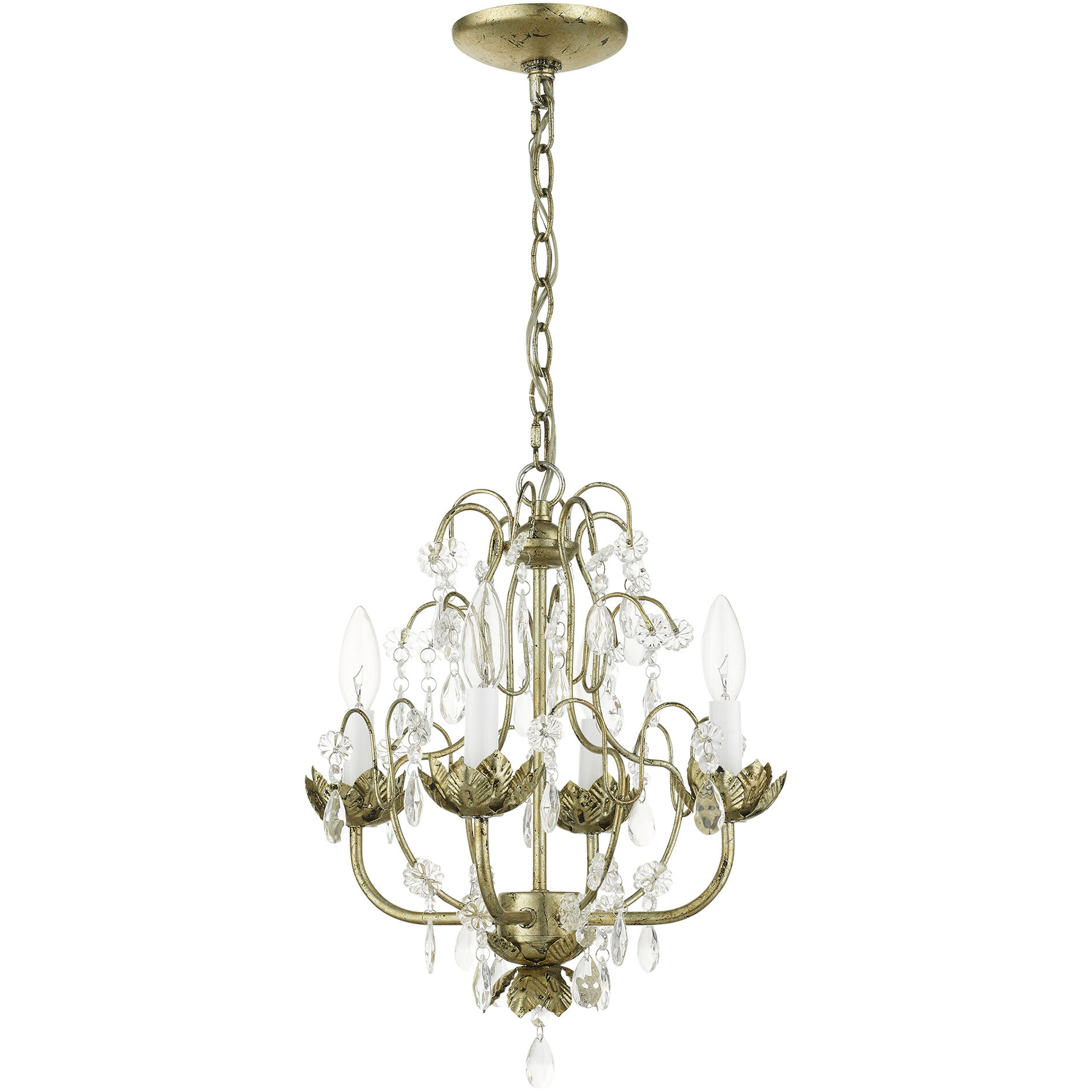 Acanthus 4 Light 14 inch Winter Gold Chandelier Ceiling Light