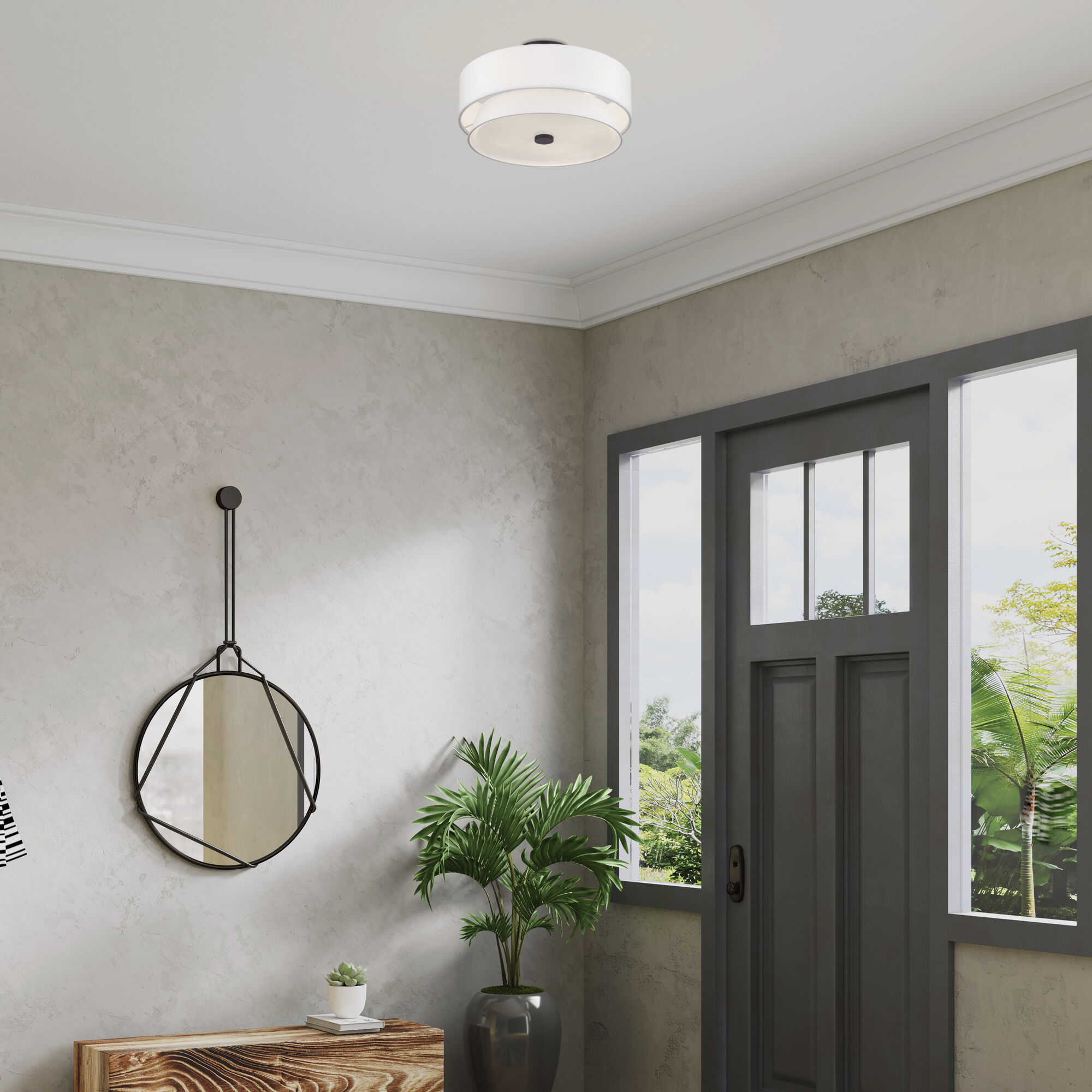 Fontana 4 Light 18 inch Bronze Semi-Flush Ceiling Light