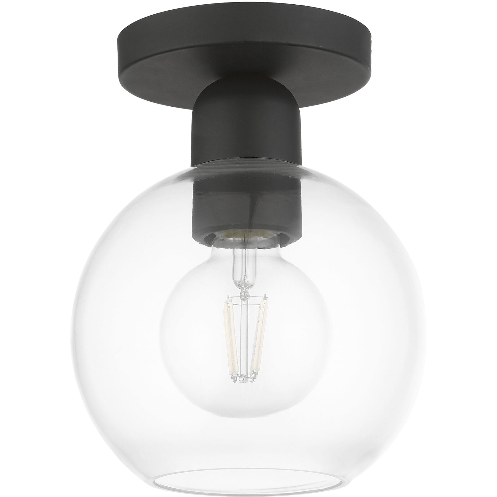 Downtown 1 Light 7 inch Black Semi-Flush Ceiling Light, Sphere