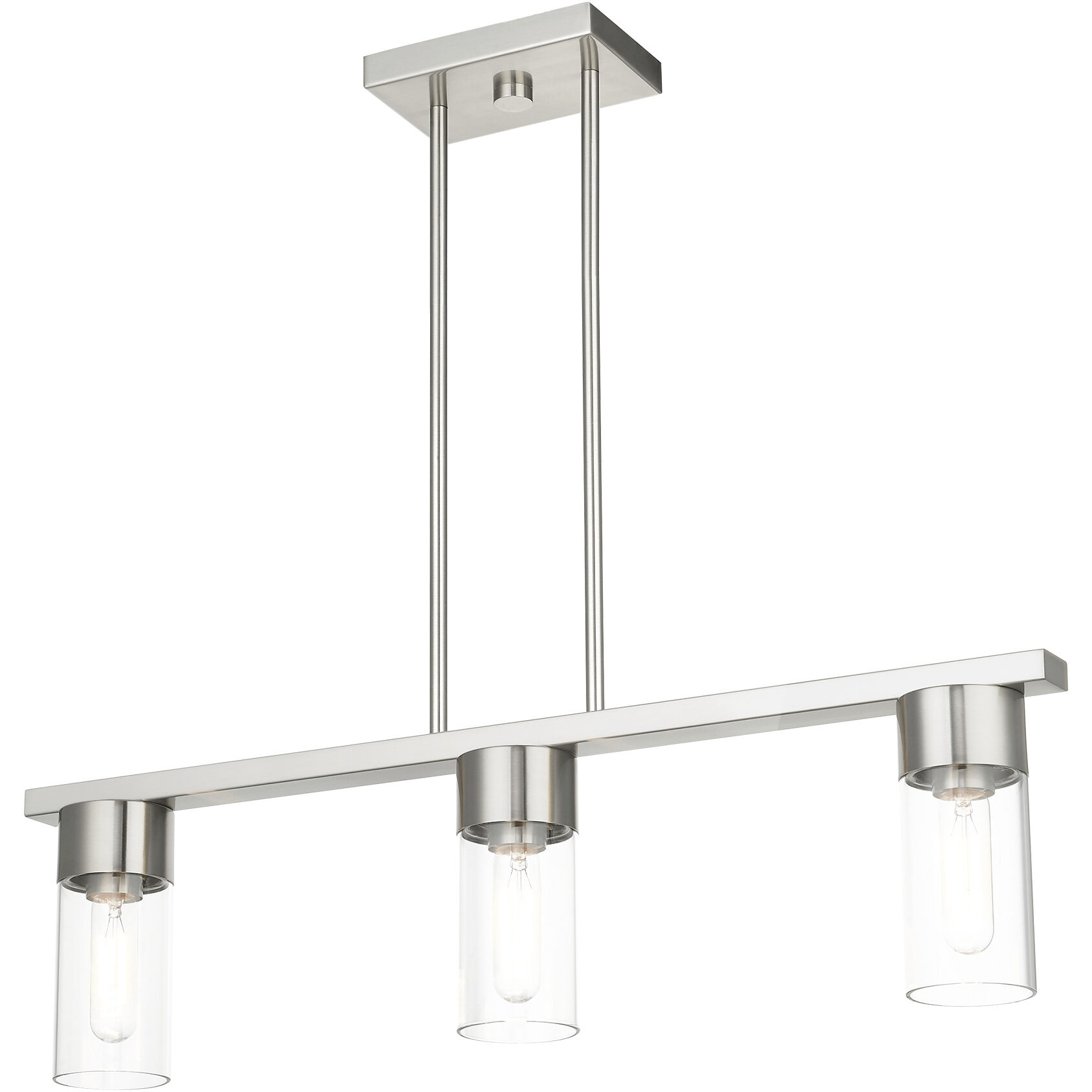 Carson 3 Light 30 inch Brushed Nickel Linear Chandelier Ceiling Light