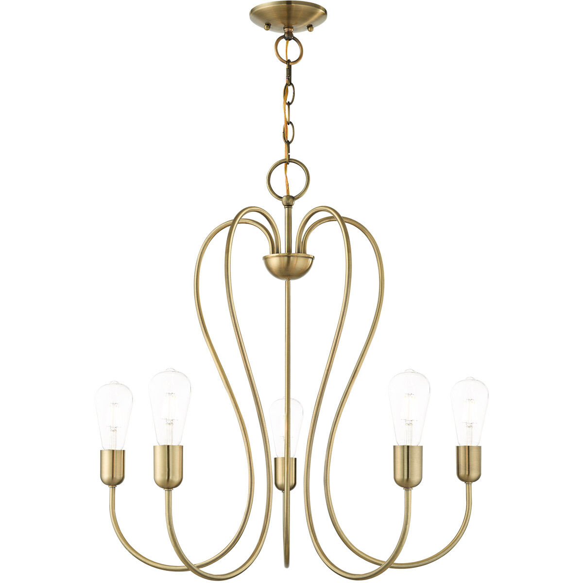 Lucerne 5 Light 24 inch Antique Brass Chandelier Ceiling Light