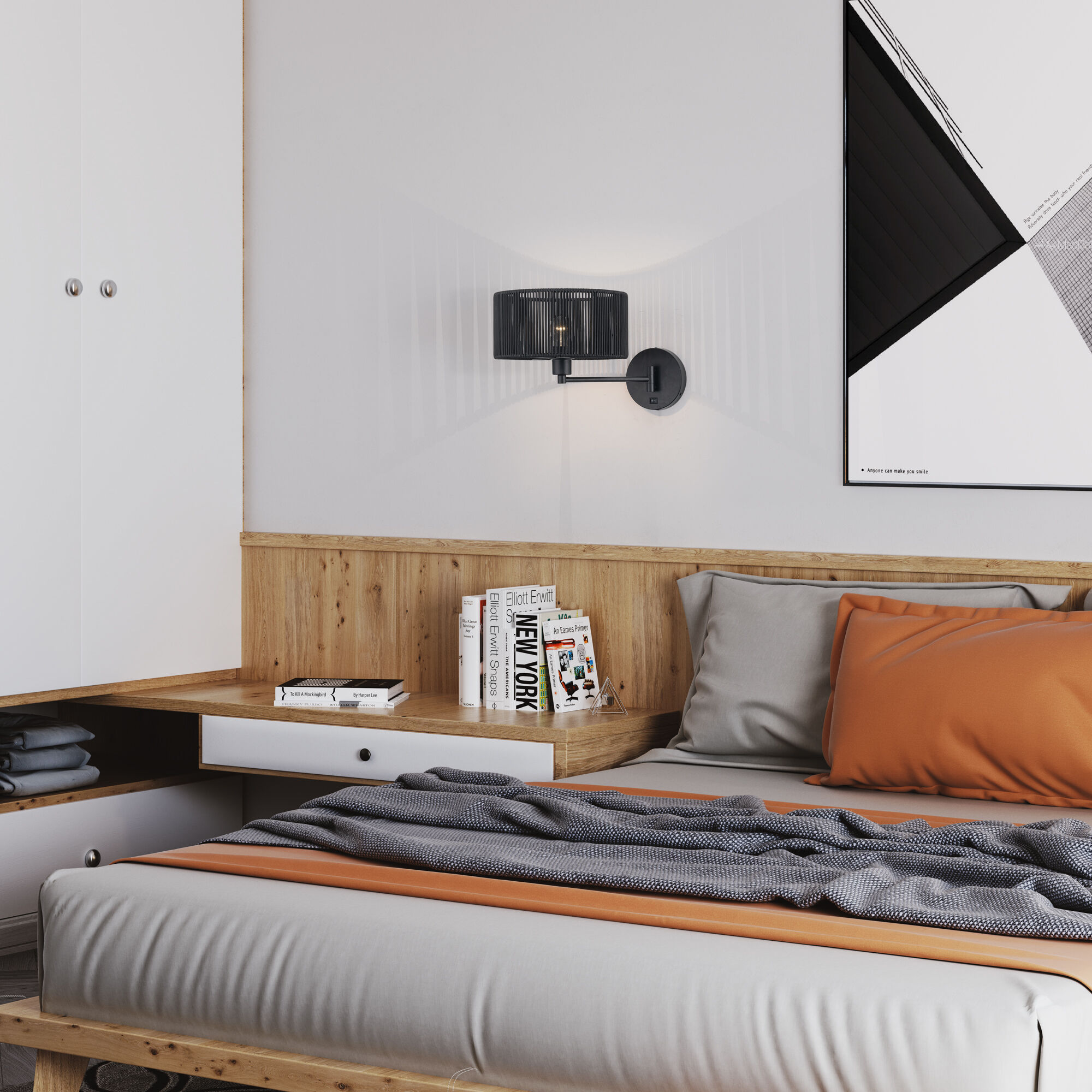 Acordia 17 inch 40.00 watt Black Swing Arm Wall Lamp Wall Light