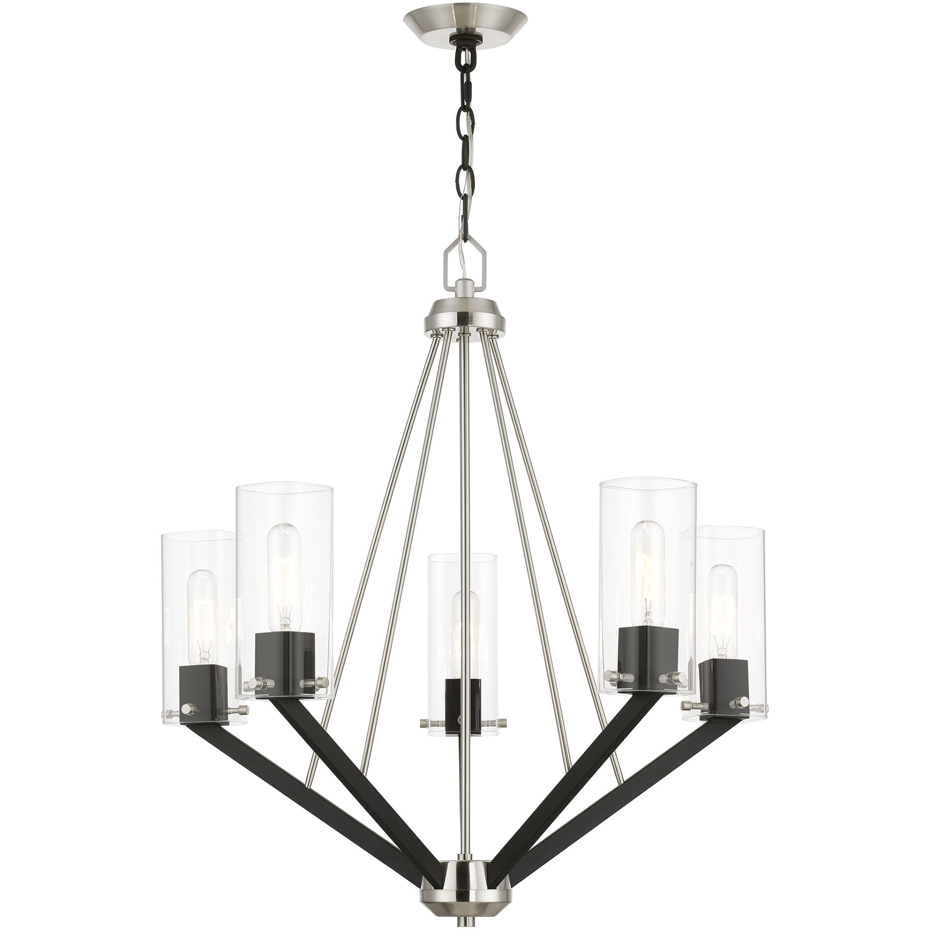 Beckett 5 Light 26 inch Brushed Nickel & Black Chandelier Ceiling Light