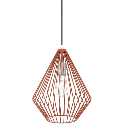 Linz 1 Light 12 inch Shiny Red with Polished Chrome Accents Pendant Ceiling Light