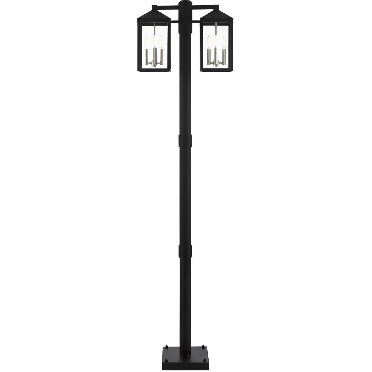 Nyack 6 Light 93 inch Black with Brushed Nickel Cluster Outdoor Post Light