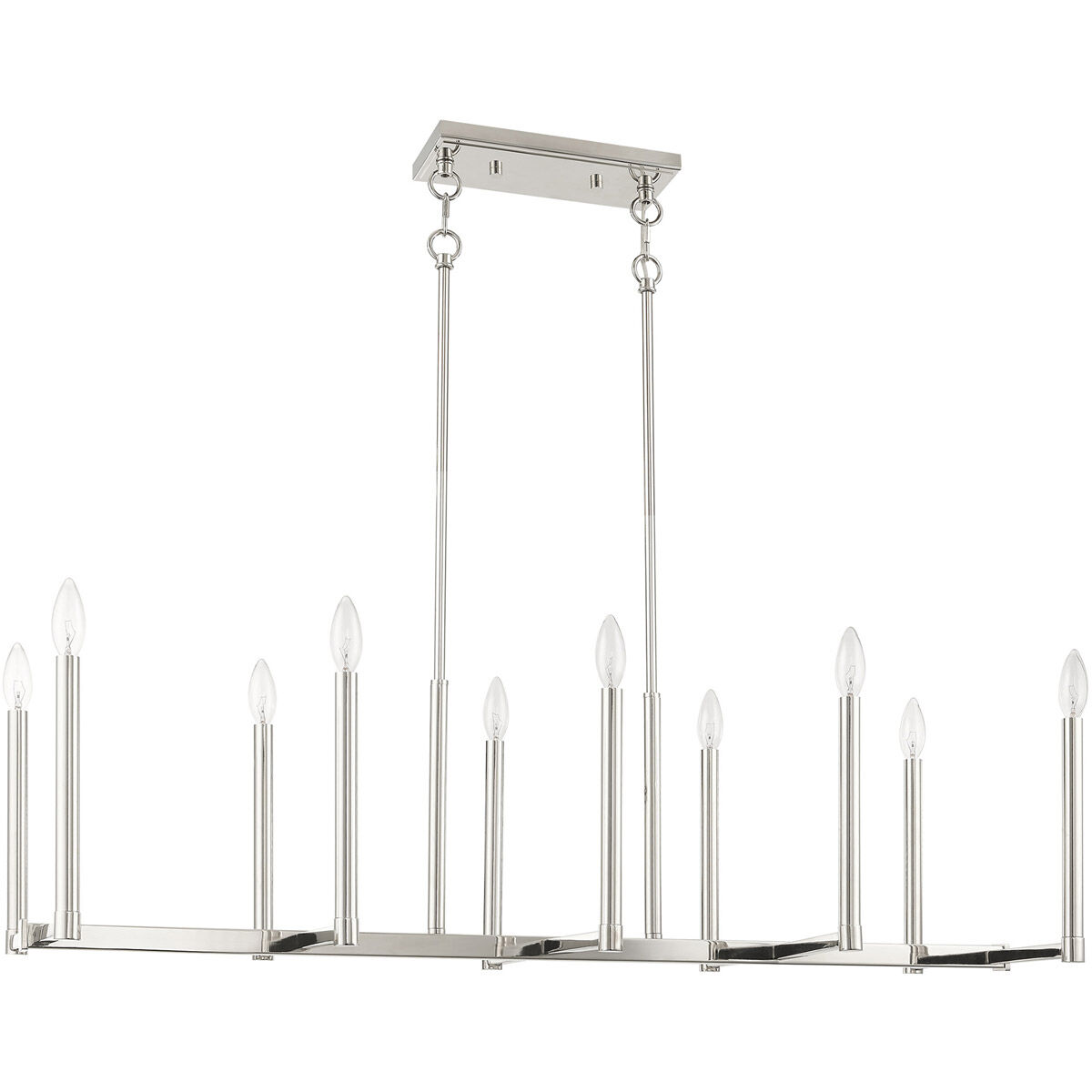 Alpine 10 Light 43 inch Polished Nickel Linear Chandelier Ceiling Light