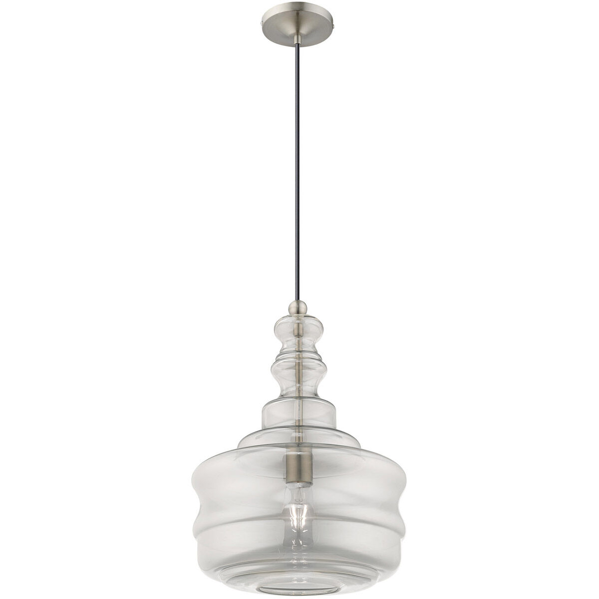 Art Glass 1 Light 12.63 inch Brushed Nickel Mini Pendant Ceiling Light