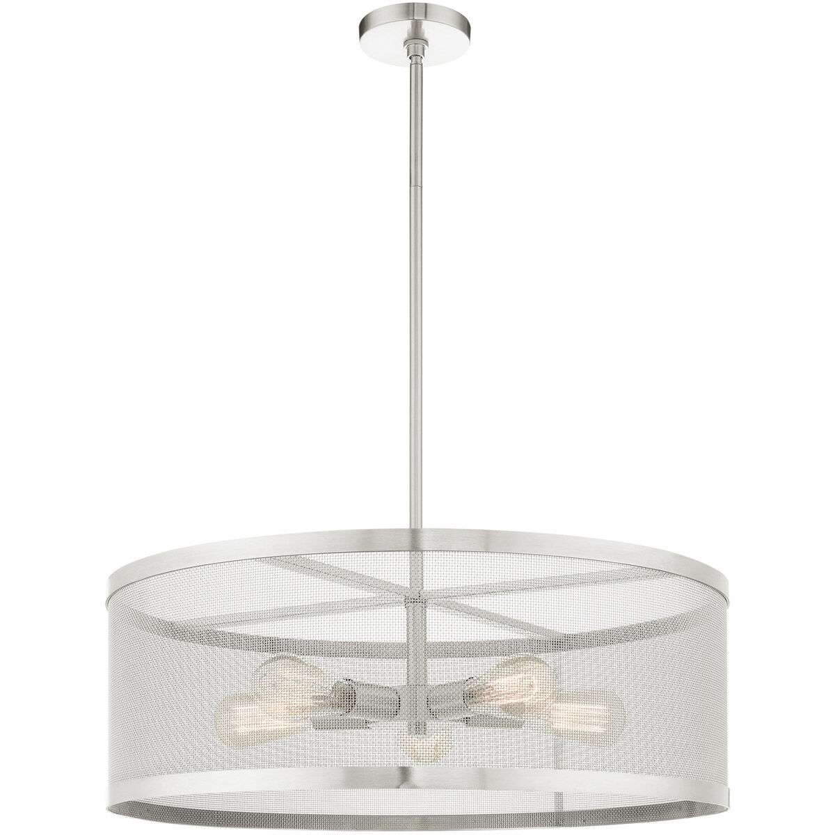 Industro 5 Light 25 inch Brushed Nickel Chandelier Ceiling Light