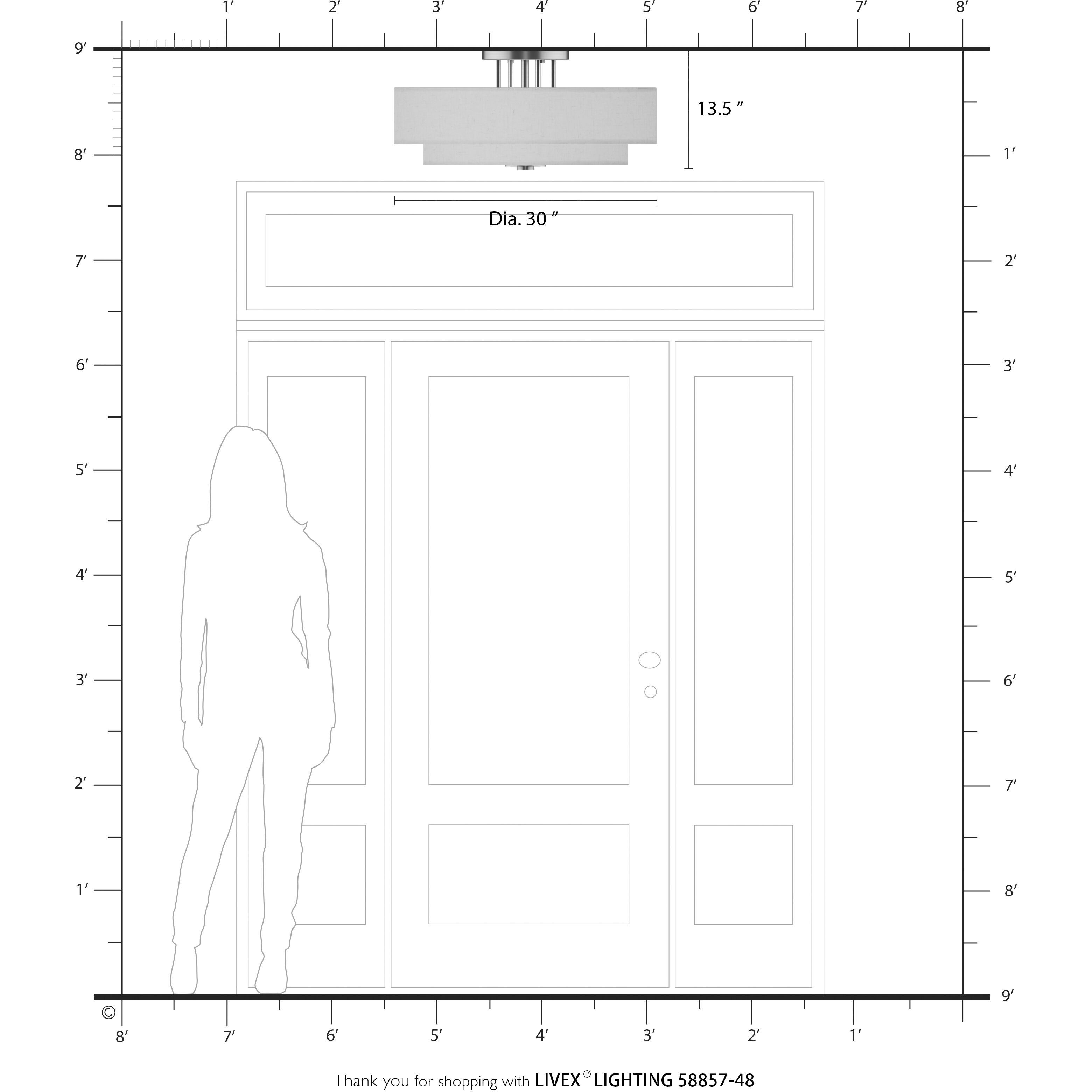 Bellingham 6 Light 30 inch Antique Gold Leaf Semi Flush Mount Ceiling Light, Extra Large