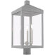 Nyack 3 Light 24 inch Nordic Gray with Brushed Nickel Finish Candles Large Outdoor Post Top Lantern