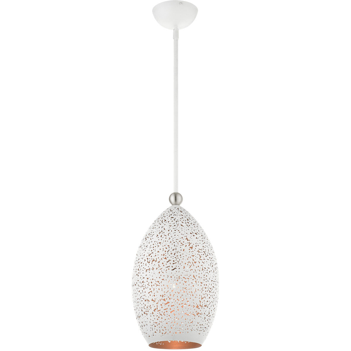 Charlton 1 Light 9 inch White with Brushed Nickel Accents Pendant Ceiling Light