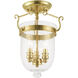 Jefferson 3 Light 10 inch Polished Brass Semi-Flush Mount Ceiling Light