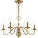 Windsor 5 Light 24 inch Antique Brass Chandelier Ceiling Light