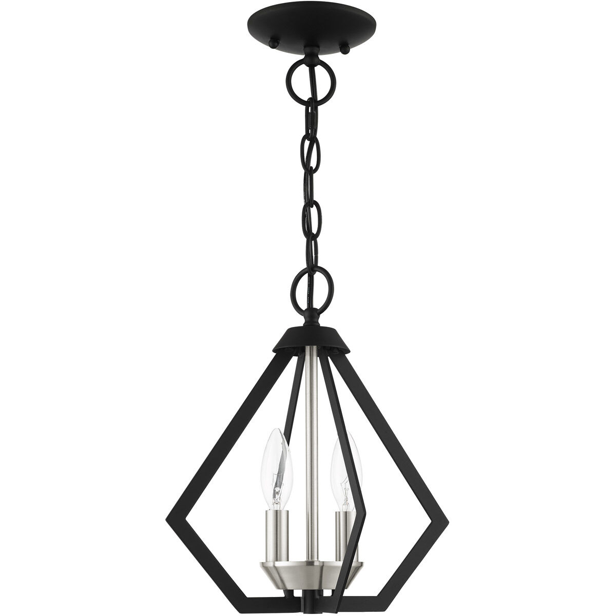 Prism 2 Light 11 inch Black with Brushed Nickel Cluster Convertible Semi Flush/Pendant Ceiling Light
