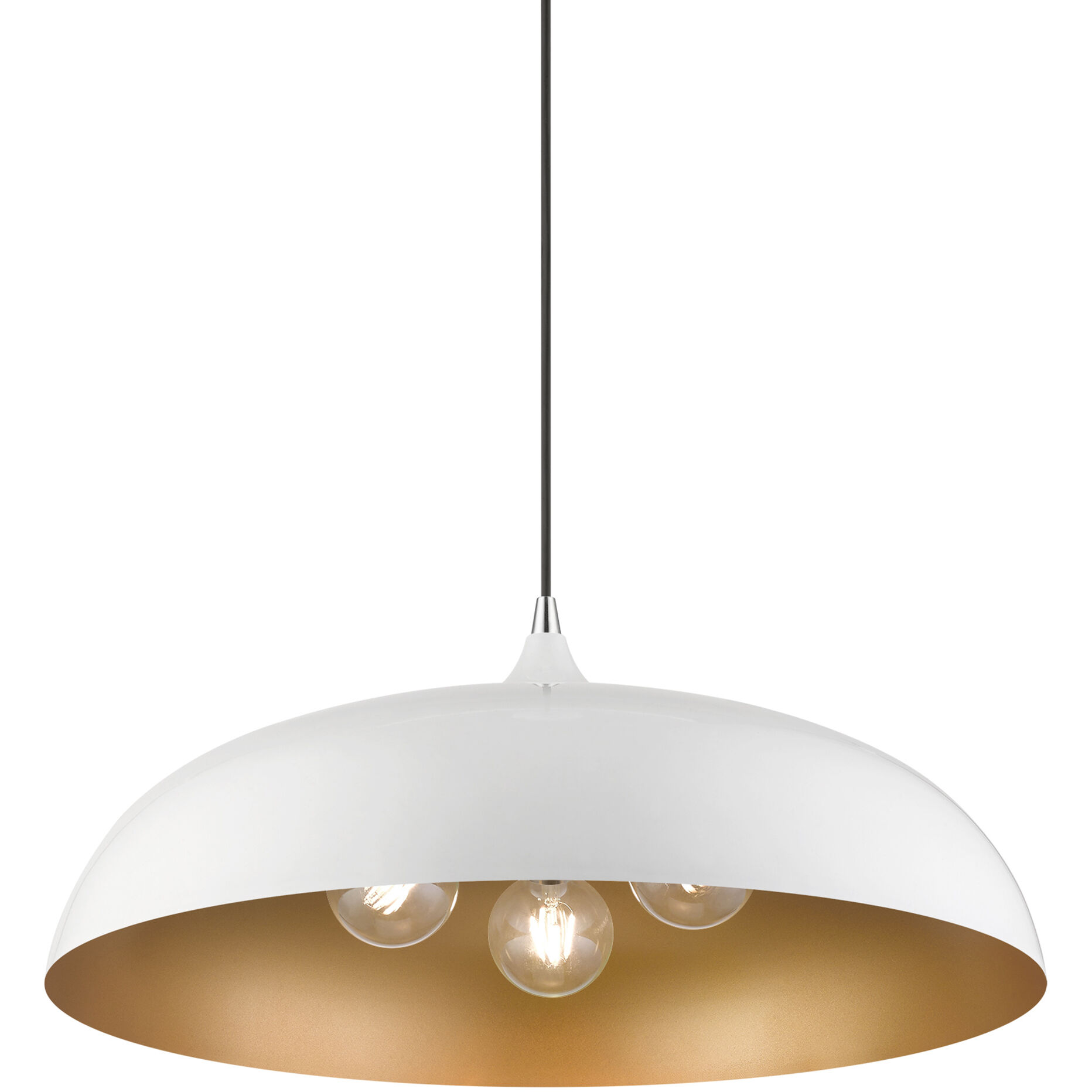 Amador 3 Light 24 inch Shiny White with Polished Chrome Accents Pendant Ceiling Light, Large