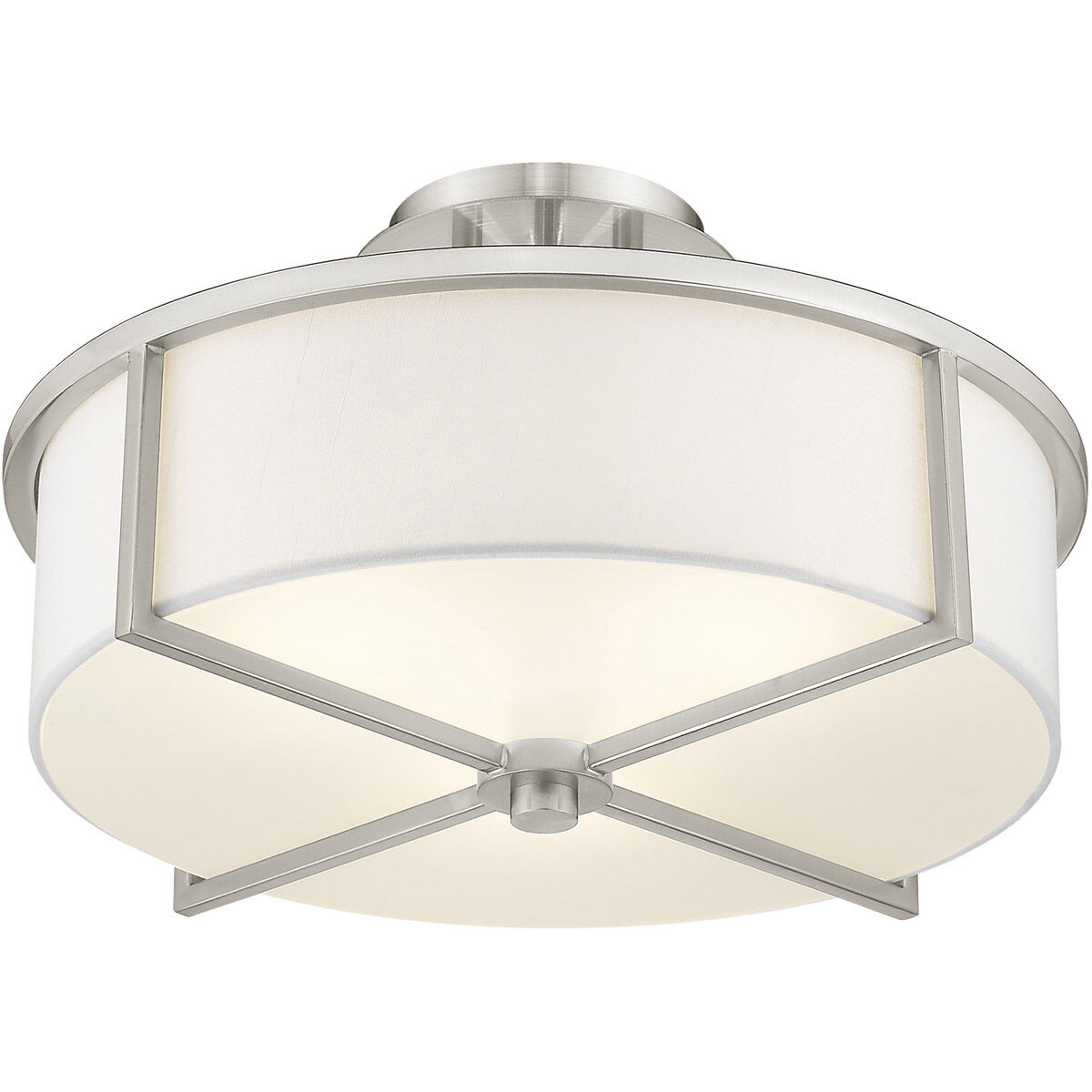 Wesley 3 Light 16 inch Brushed Nickel Semi-Flush Mount Ceiling Light