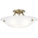 Oasis 3 Light 16 inch Antique Brass Semi-Flush Mount Ceiling Light