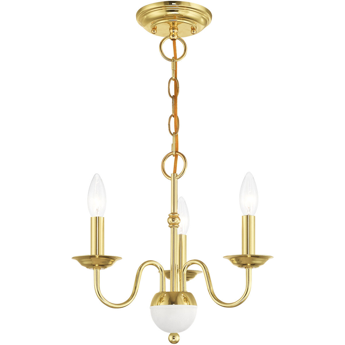 Windsor 3 Light 14 inch Polished Brass Mini Chandelier Ceiling Light