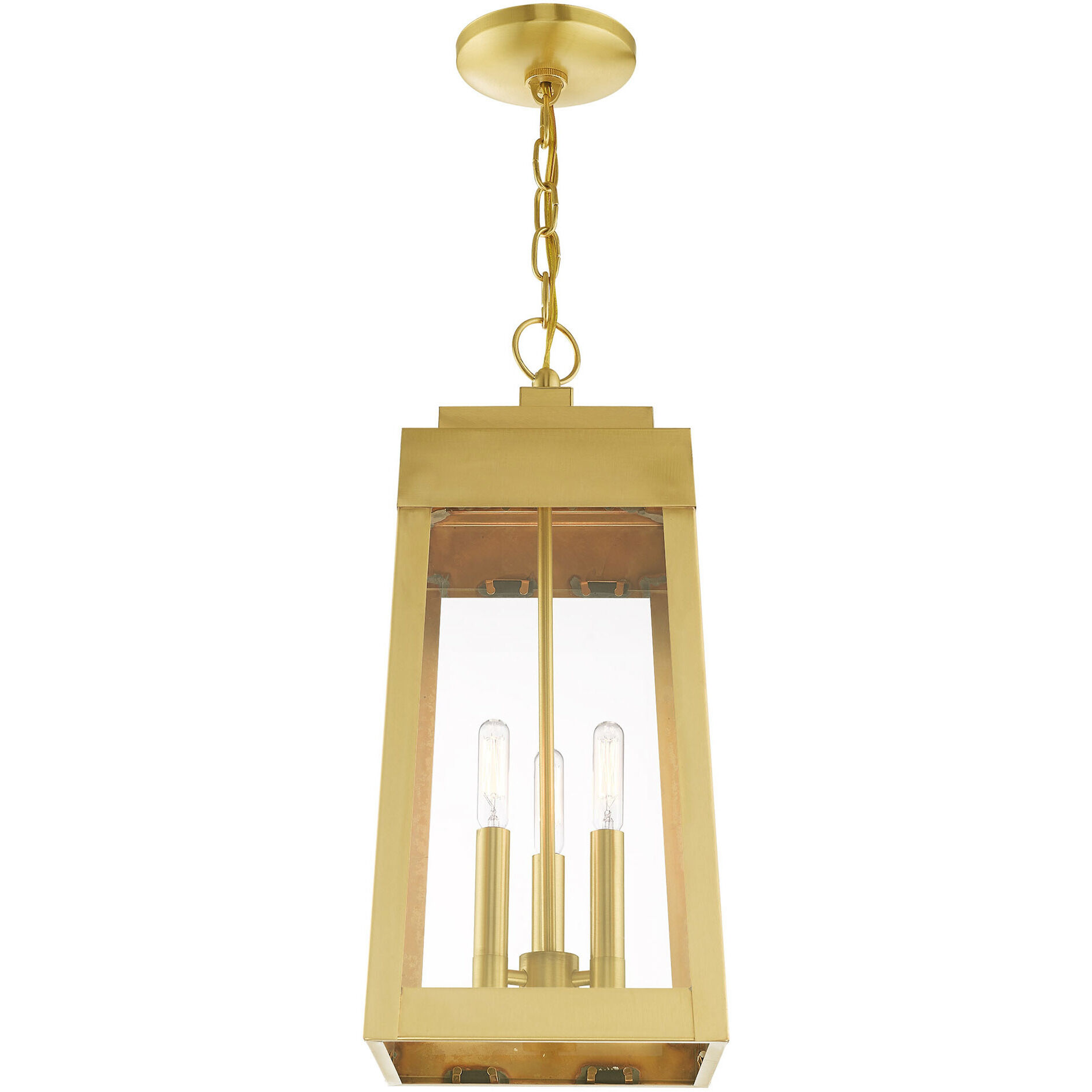 Oslo 3 Light 8 inch Satin Brass Outdoor Pendant Lantern