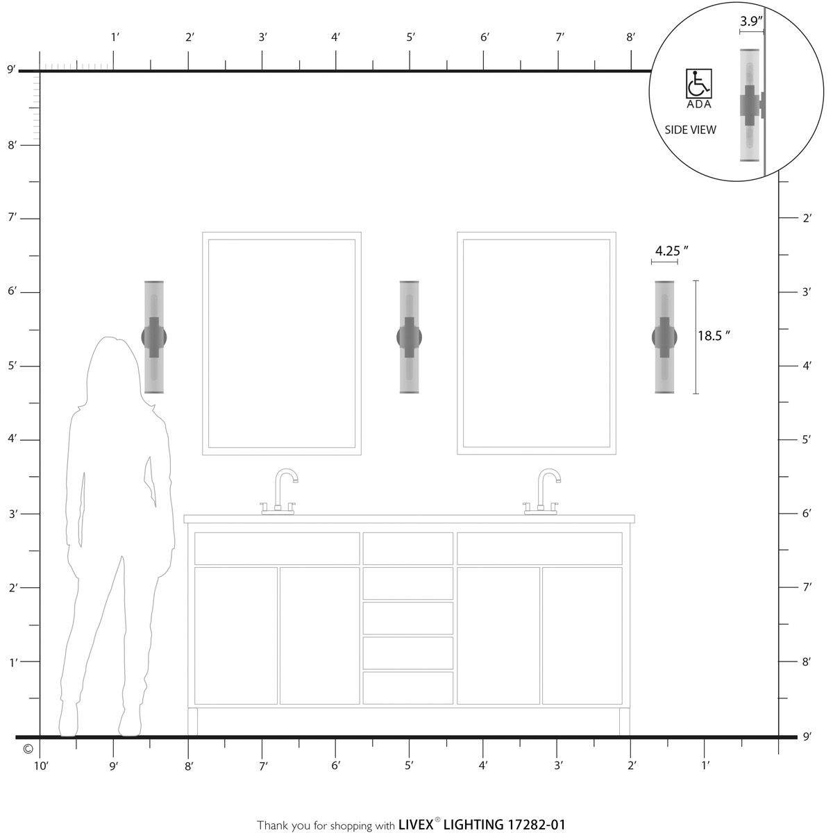 Banca 2 Light 4 inch Antique Brass ADA Vanity Sconce Wall Light