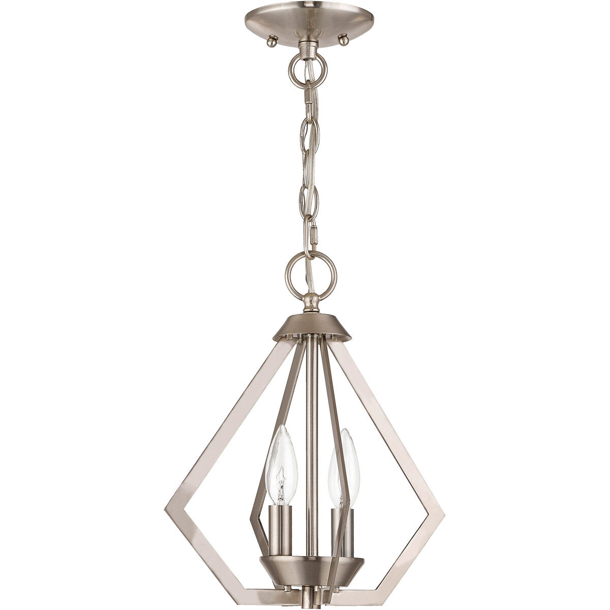Prism 2 Light 11 inch Brushed Nickel Convertible Mini Chandelier/Ceiling Mount Ceiling Light