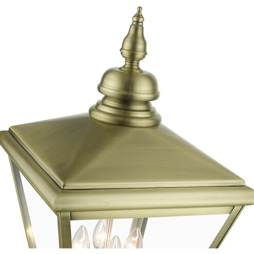 Adams 4 Light 31.5 inch Antique Brass with Brushed Nickel Finish Cluster Outdoor Extra Large Post Top Lantern