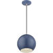 Kuppola 9.25 inch Ocean Blue with Brushed Nickel Accents Pendant Ceiling Light, Globe