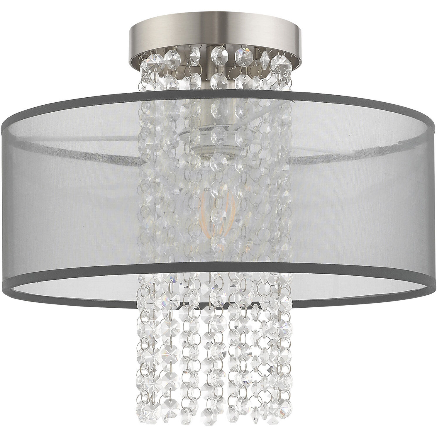 Bella Vista 1 Light 13 inch Brushed Nickel Semi-Flush Mount Ceiling Light