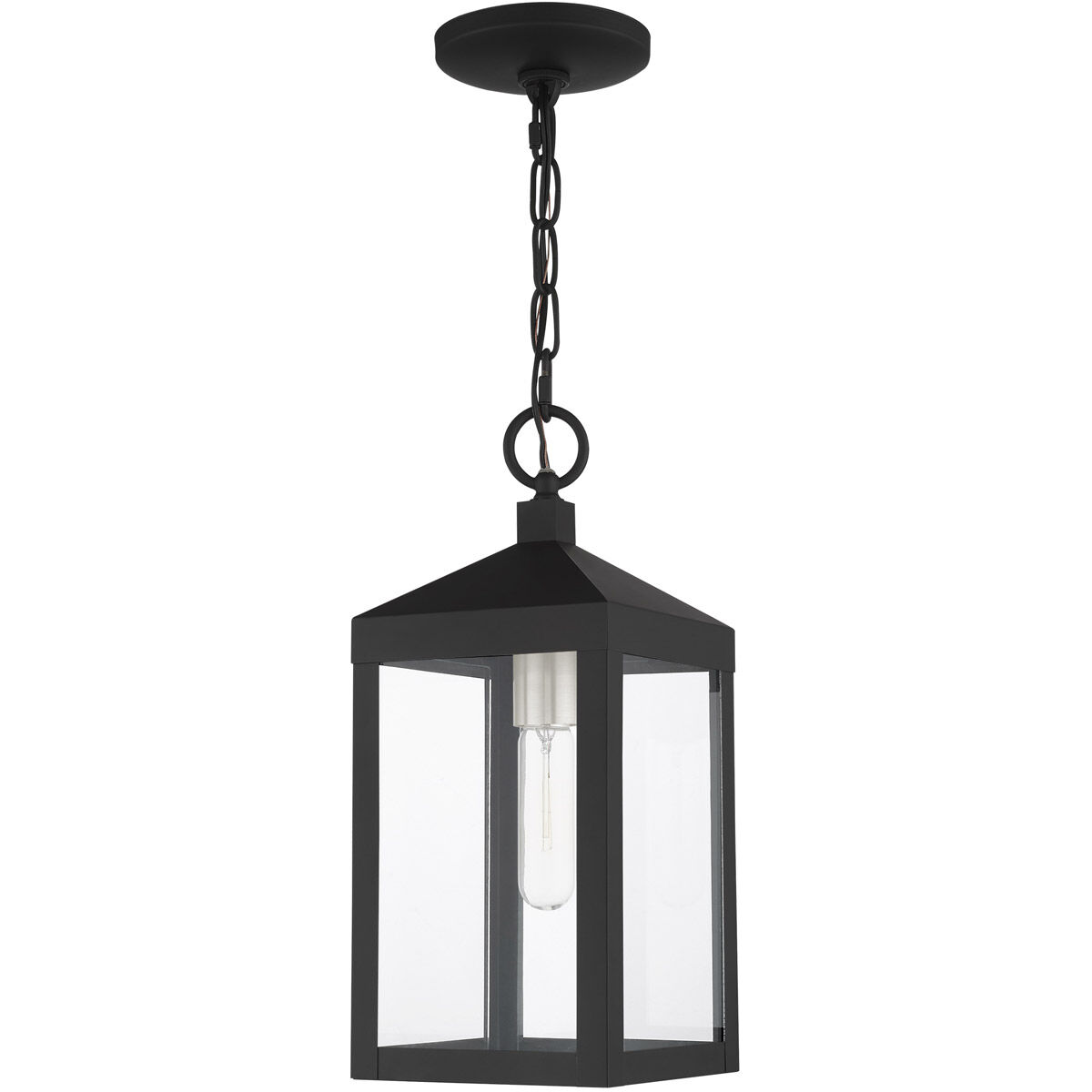 Nyack 1 Light 6 inch Black with Brushed Nickel Cluster Outdoor Pendant Lantern