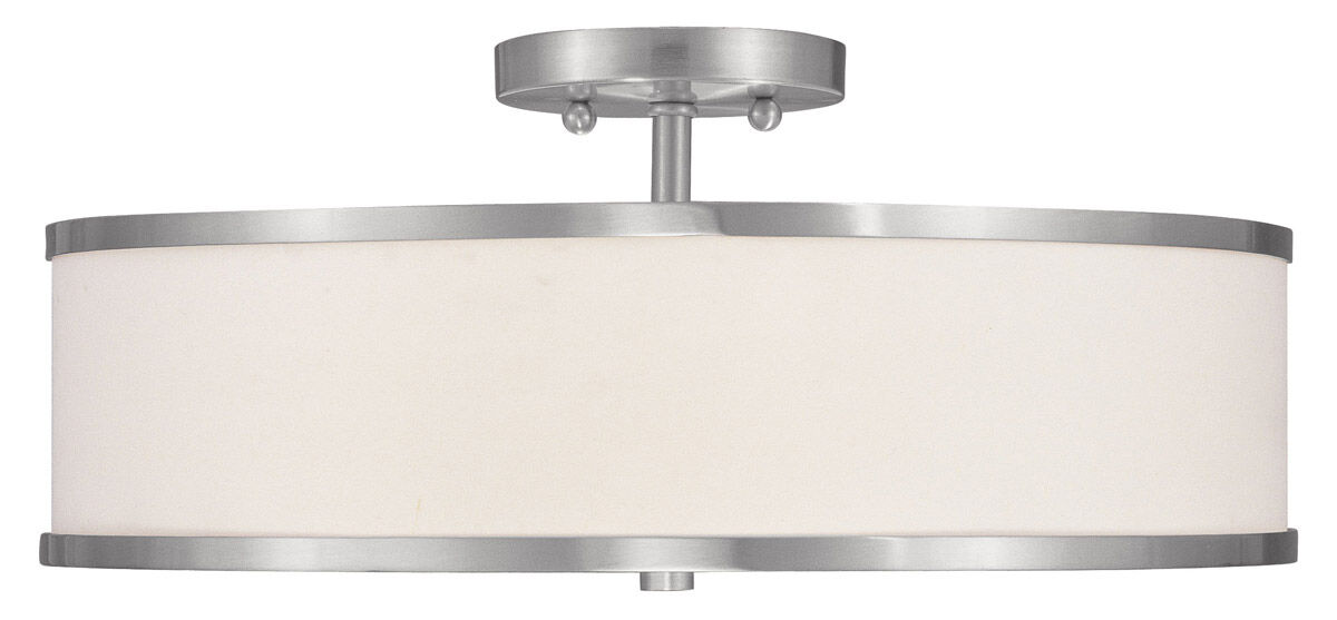 Park Ridge 3 Light 18 inch Brushed Nickel Semi-Flush Mount Ceiling Light