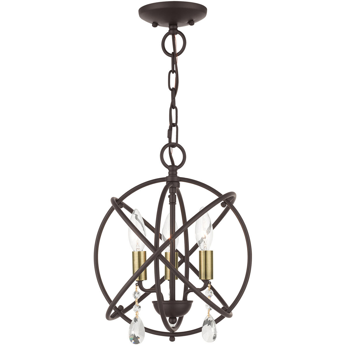Aria 3 Light 13 inch Bronze Convertible Chandelier / Semi Flush Ceiling Light