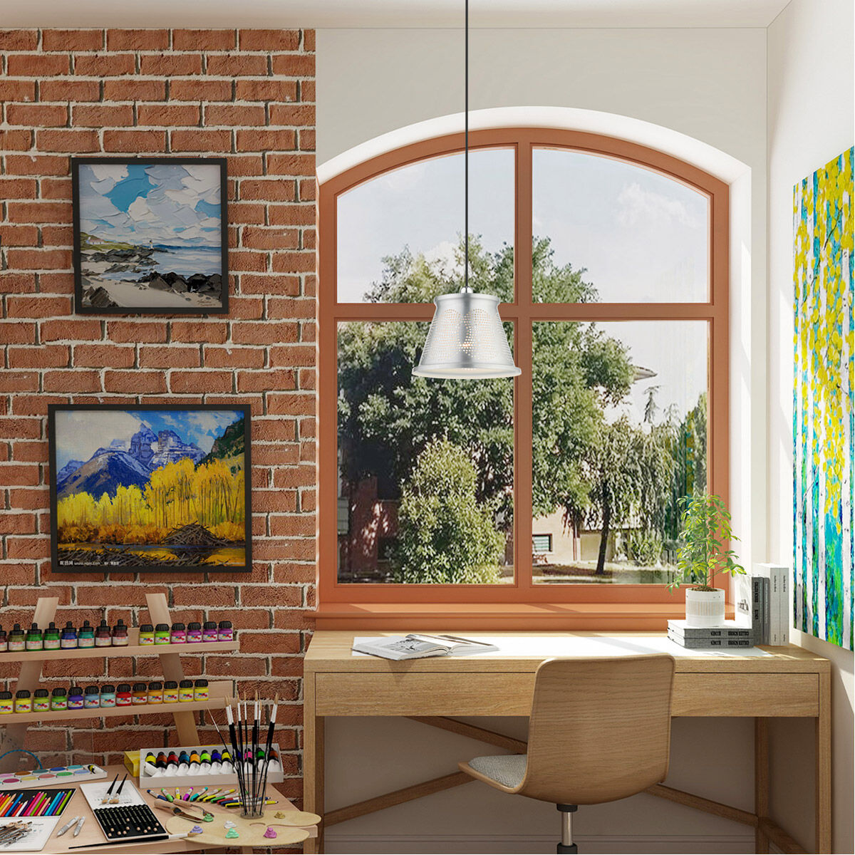 Pendants 1 Light 10 inch Brushed Aluminum Pendant Ceiling Light