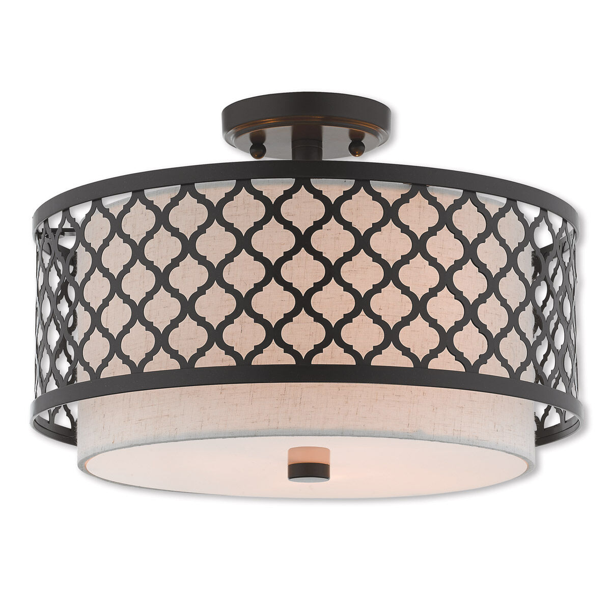 Arabesque 3 Light 15 inch English Bronze Semi-Flush Mount Ceiling Light