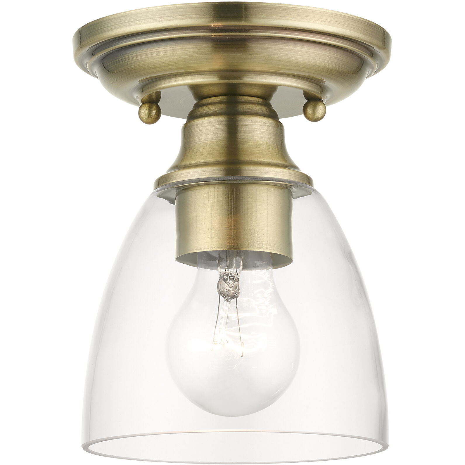 Montgomery 1 Light 5 inch Antique Brass Semi-Flush Ceiling Light, Petite