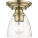 Montgomery 1 Light 5 inch Antique Brass Semi-Flush Ceiling Light, Petite