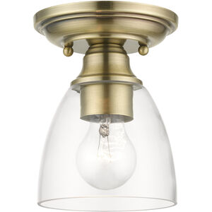 Montgomery 1 Light 5 inch Antique Brass Semi-Flush Ceiling Light, Petite