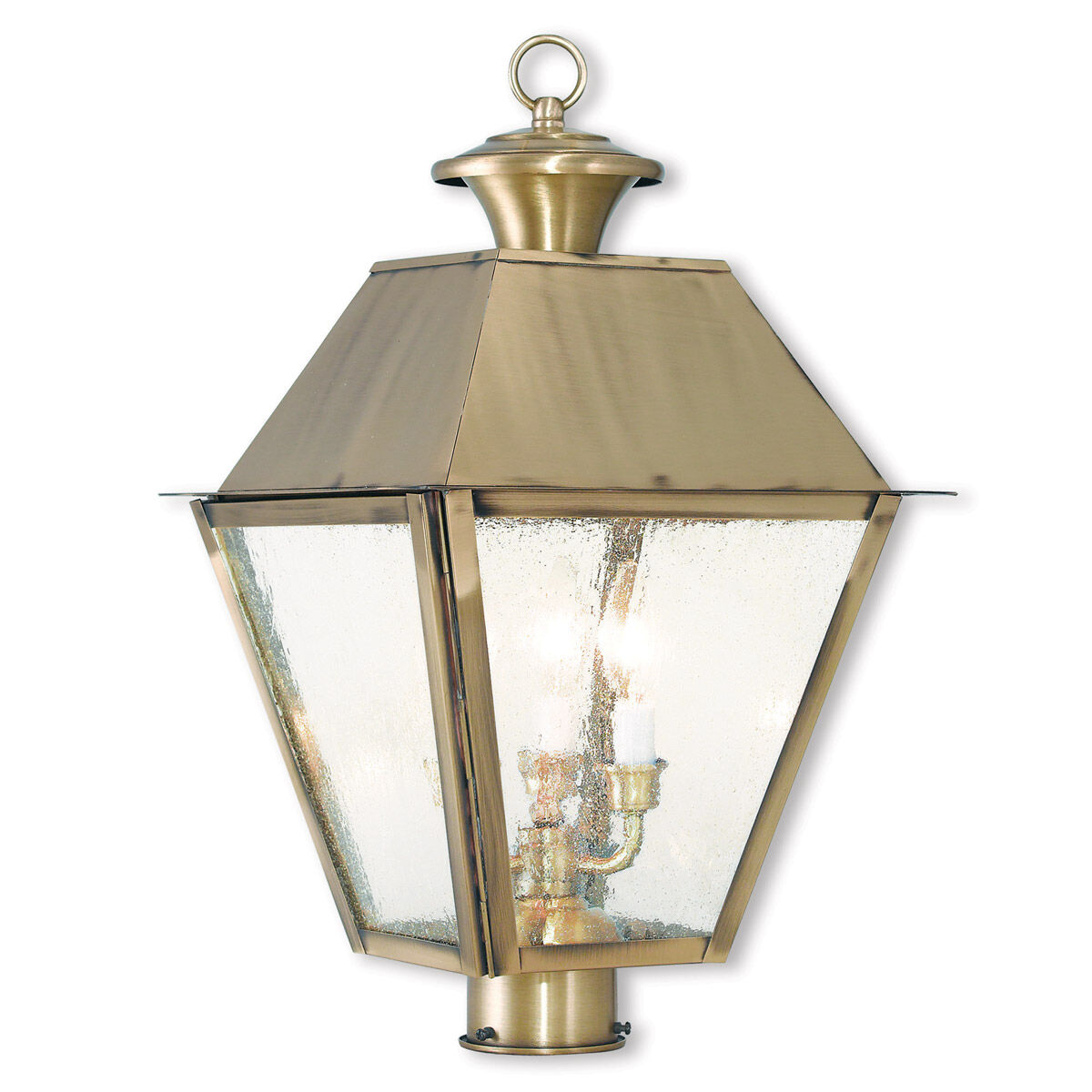 Mansfield 3 Light 20 inch Antique Brass Outdoor Post Top Lantern