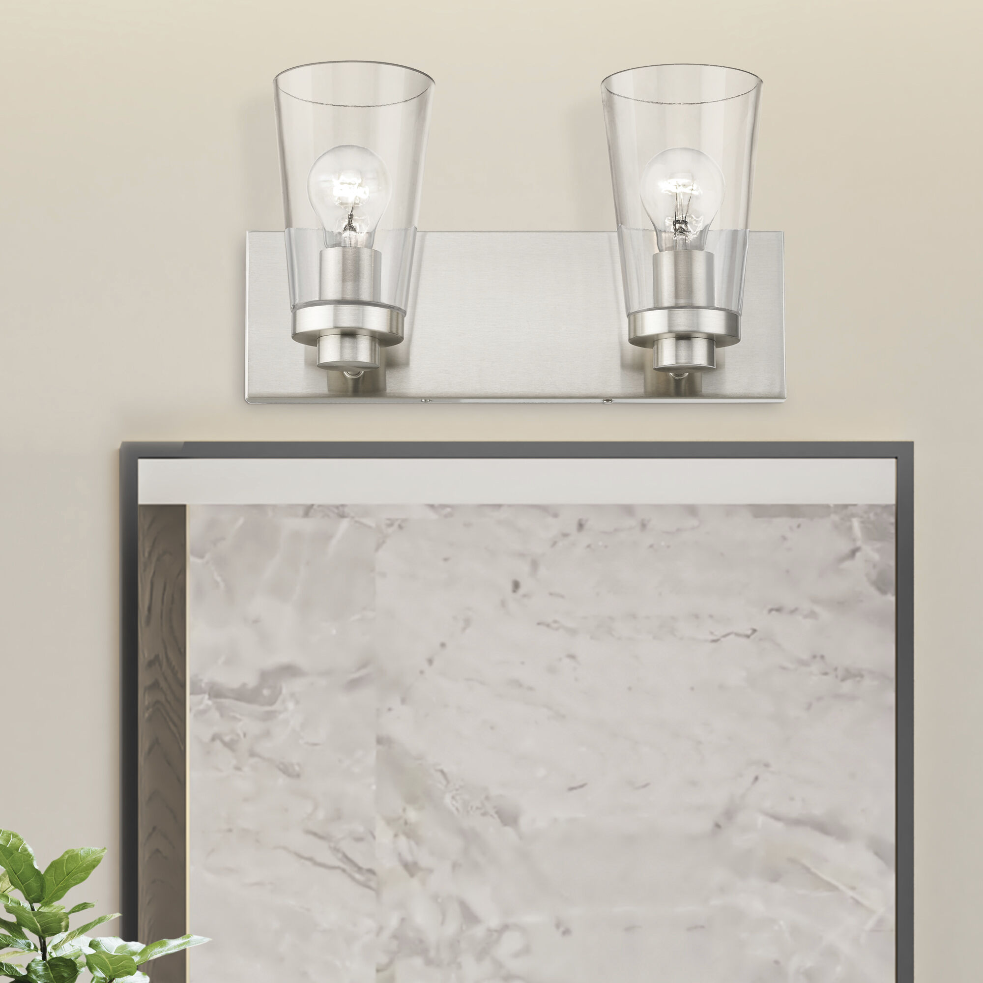 Cityview 2 Light 14 inch Brushed Nickel Vanity Sconce Wall Light