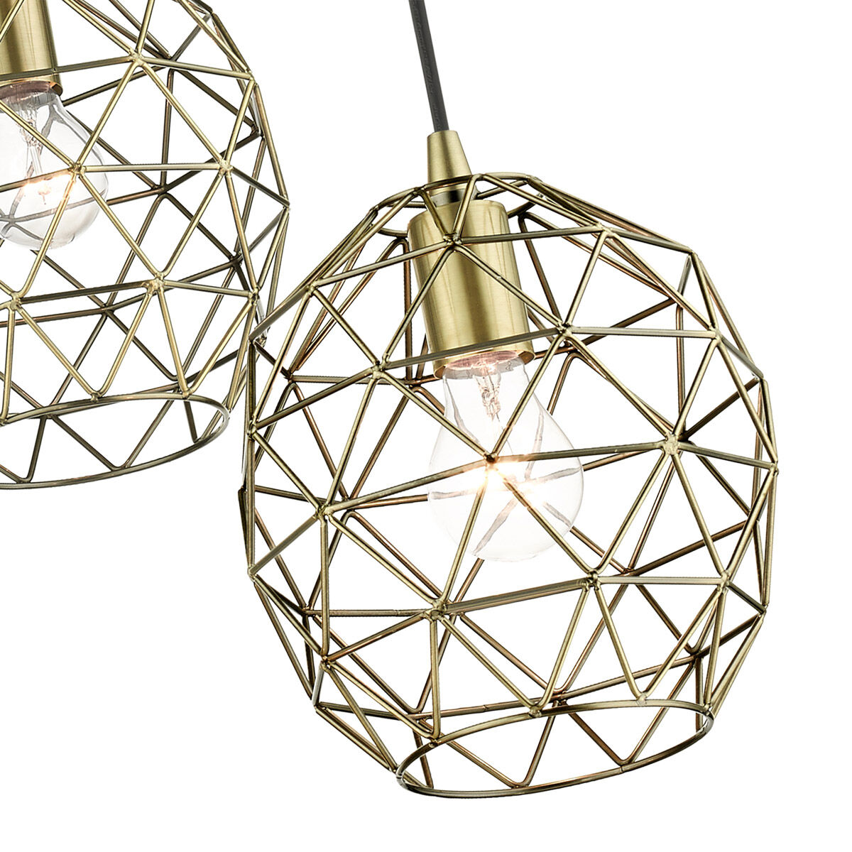 Geometrix 3 Light 20 inch Antique Brass Pendant Ceiling Light