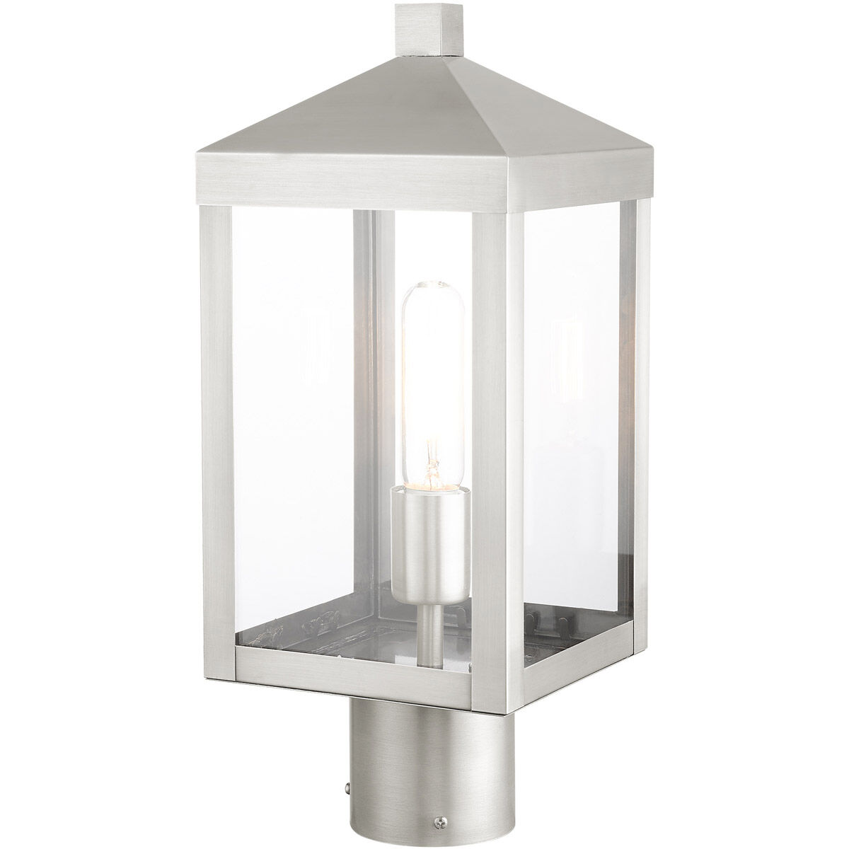 Nyack 1 Light 15 inch Brushed Nickel Outdoor Post Top Lantern