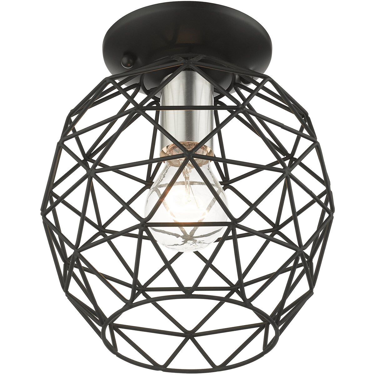 Geometrix 1 Light 8 inch Black Flush Mount Ceiling Light