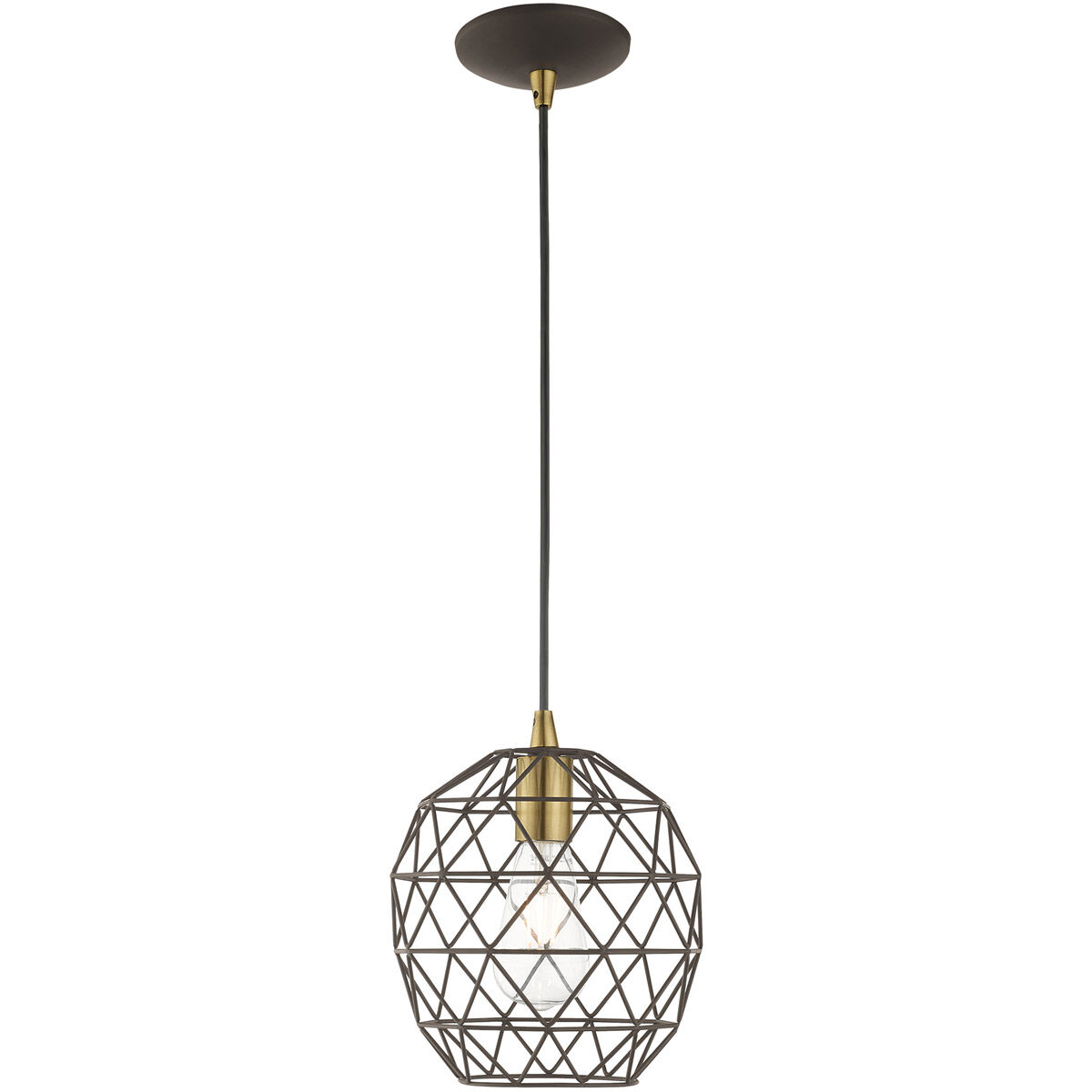 Geometric 1 Light 8 inch Bronze Mini Pendant Ceiling Light