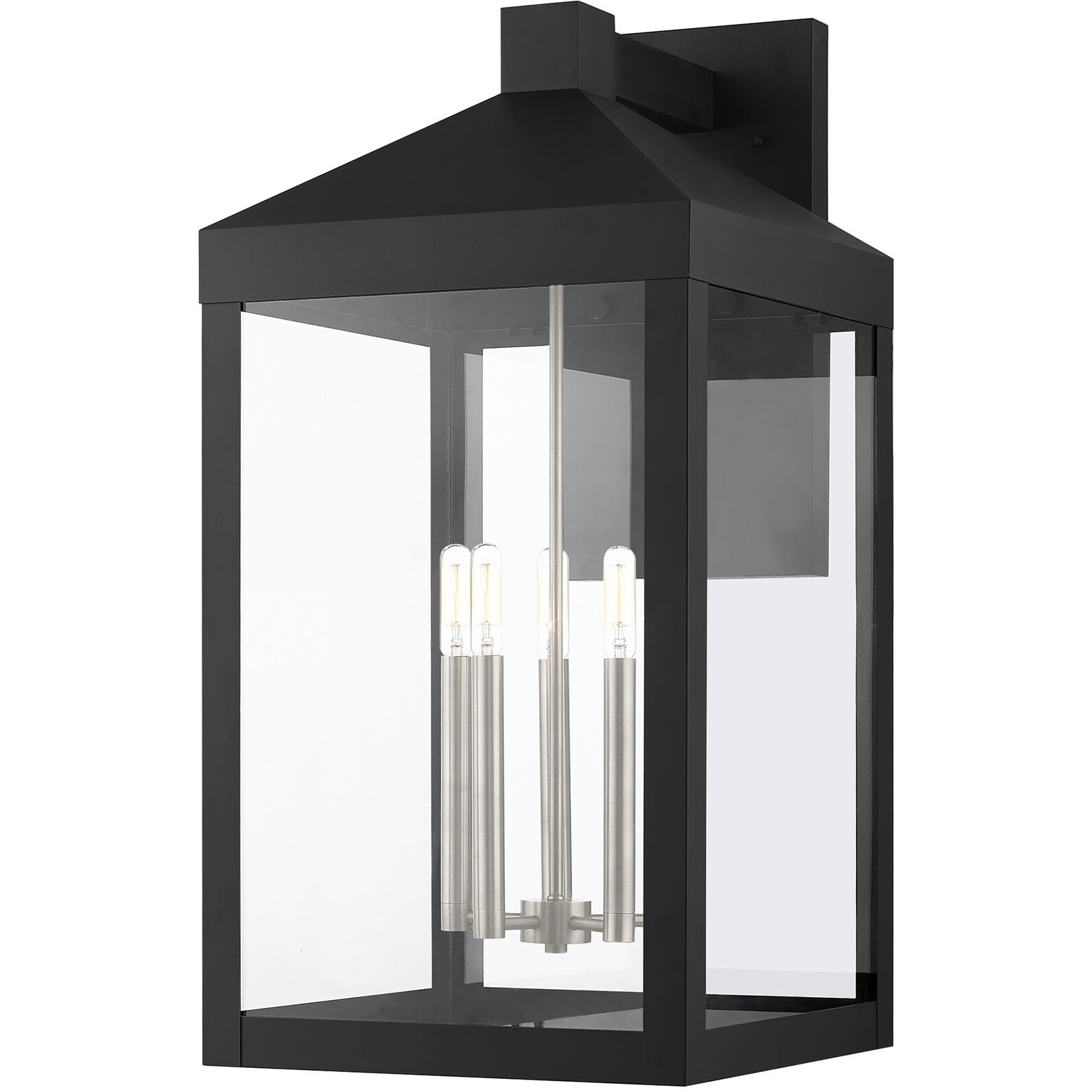 Nyack 5 Light 29 inch Black with Brushed Nickel Cluster Outdoor Wall Lantern