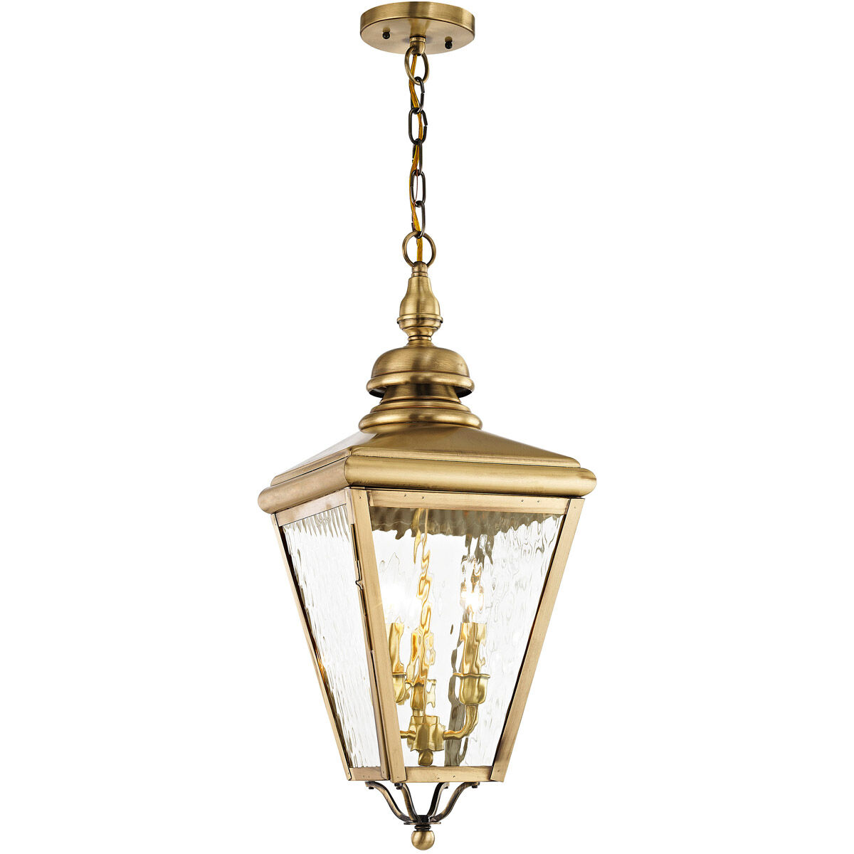 Cambridge 3 Light 11 inch Antique Brass Outdoor Pendant Lantern
