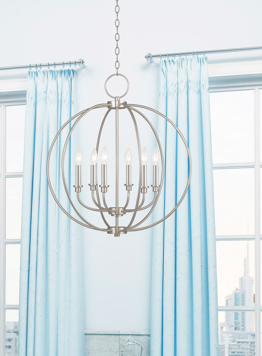 Milania 6 Light 25 inch Brushed Nickel Chandelier Ceiling Light
