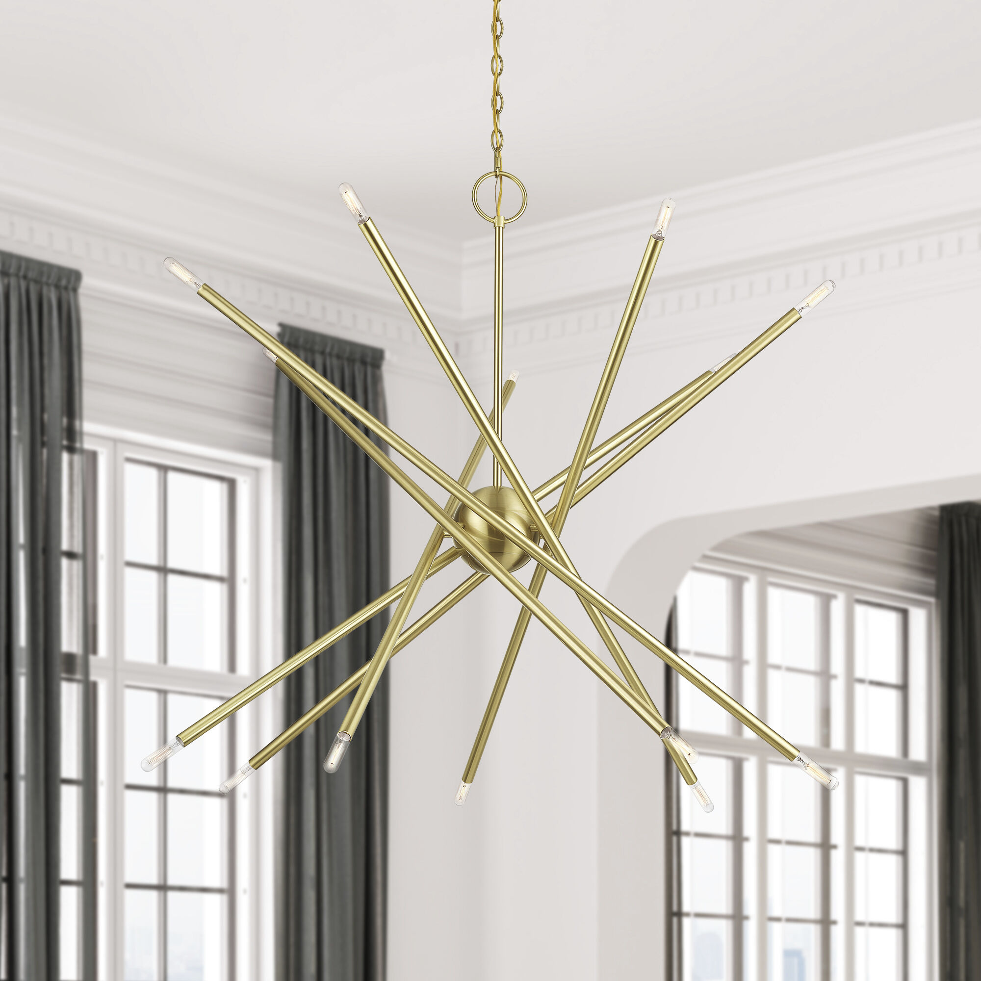 Soho 14 Light 40 inch Satin Brass Foyer Chandelier Ceiling Light