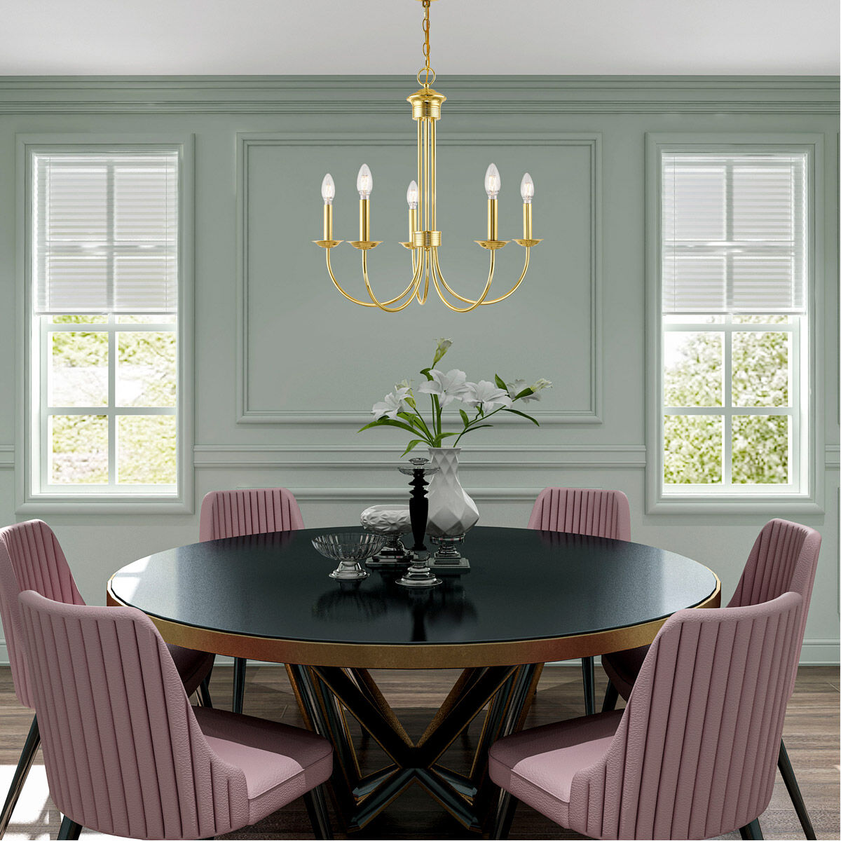 Estate 5 Light 25 inch Polished Brass Chandelier Ceiling Light