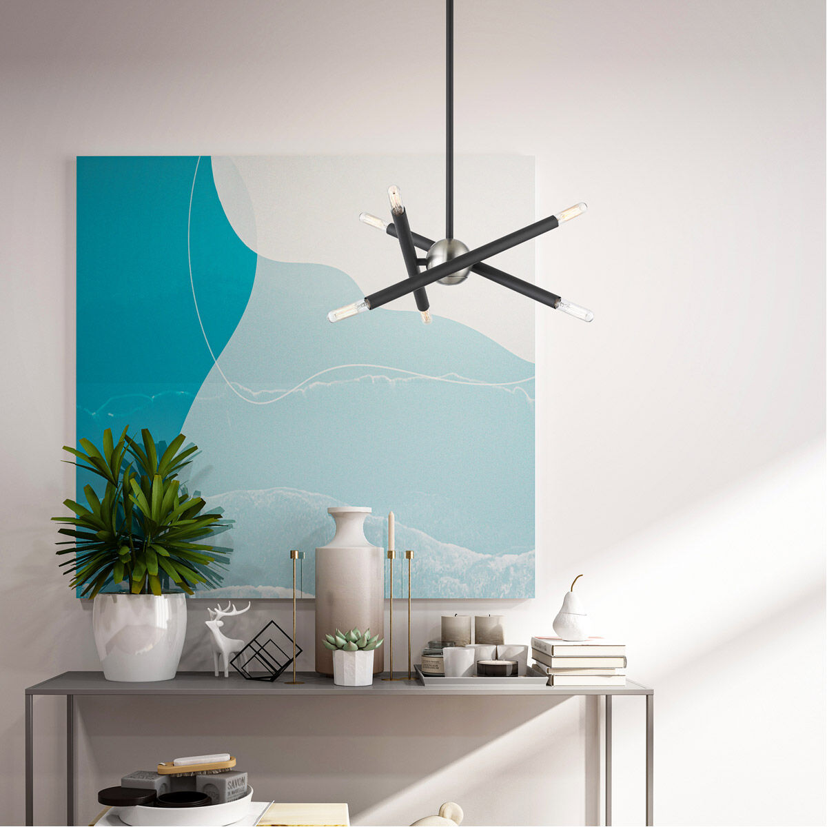 Soho 6 Light 12.5 inch Scandinavian Gray Chandelier Ceiling Light